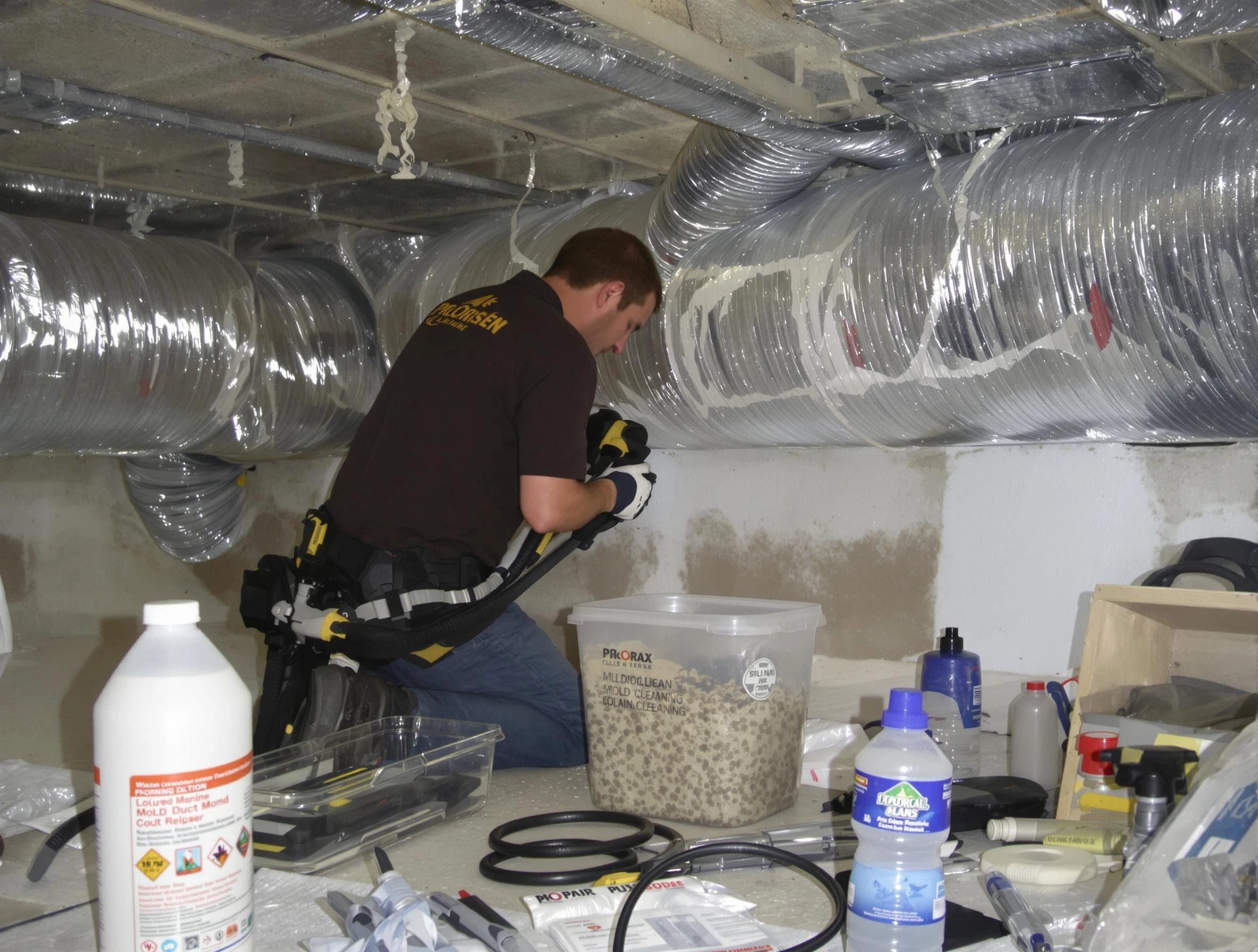 Pittsburgh Air Duct Cleaning specialist performing professional mold removal from air ducts in Pittsburgh