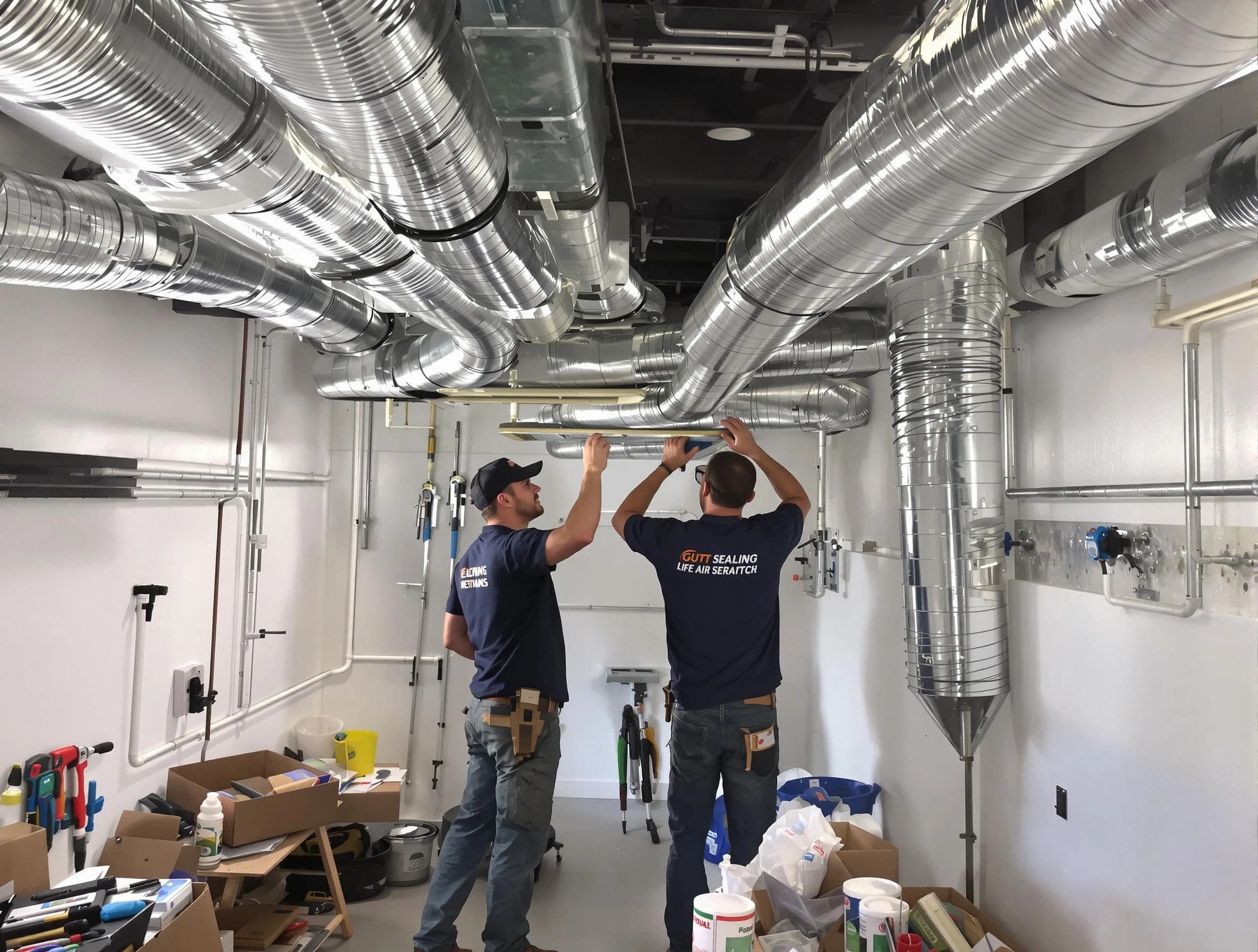 Pittsburgh Air Duct Cleaning technician applying professional duct sealing solutions in Pittsburgh