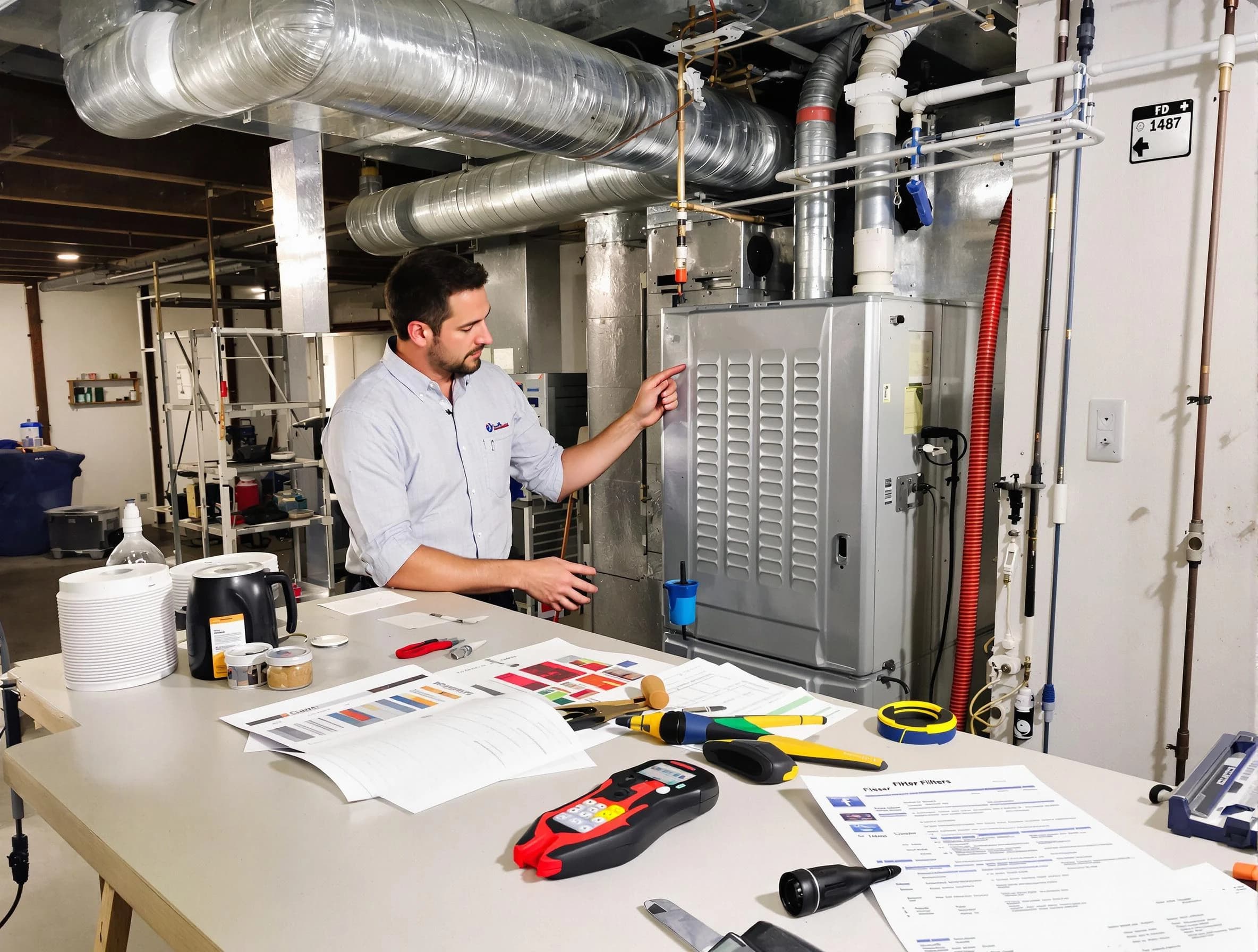 Pittsburgh Air Duct Cleaning inspector conducting detailed filter system evaluation using professional diagnostic tools in Pittsburgh