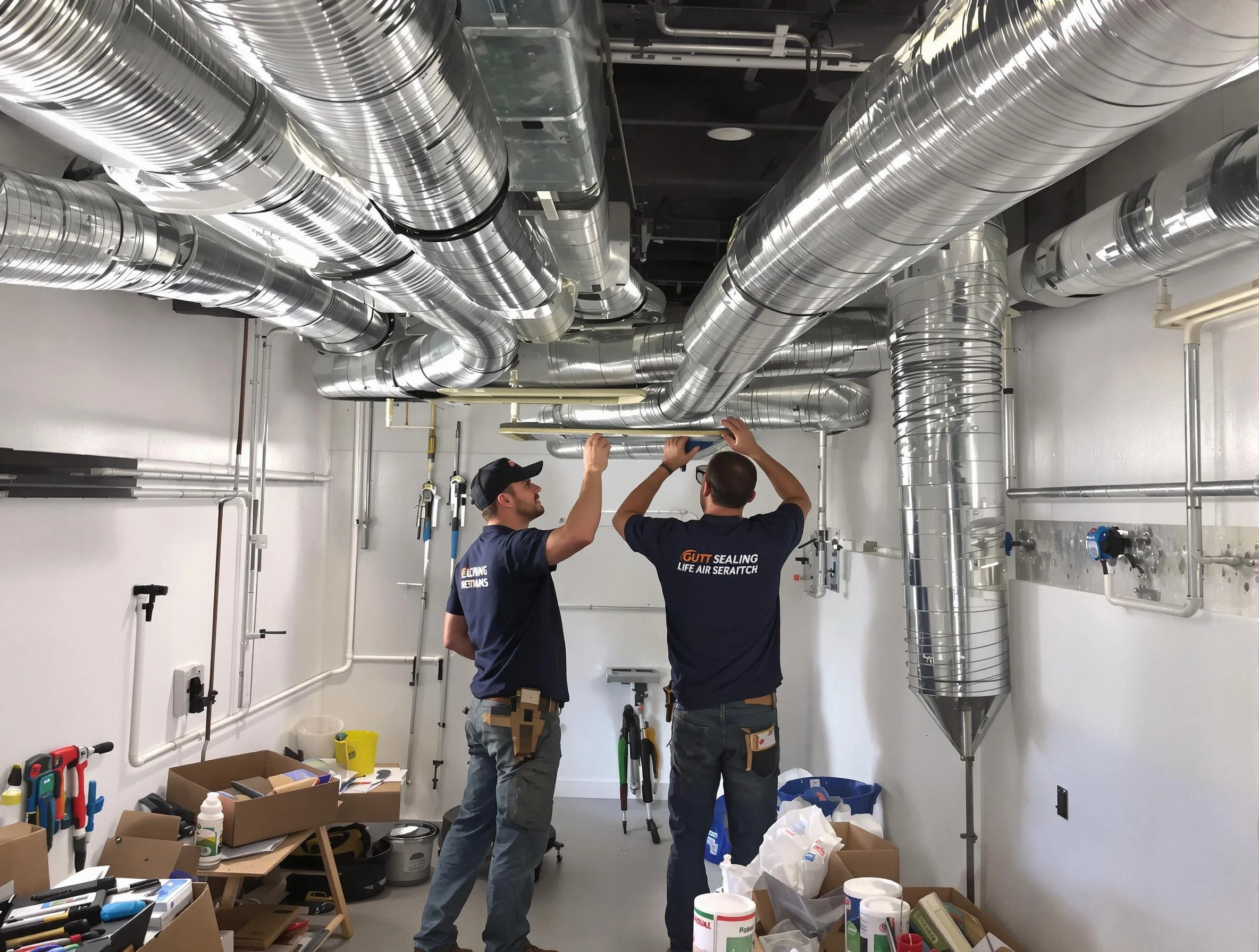 Pittsburgh Air Duct Cleaning technician applying professional duct sealing solutions in Pittsburgh